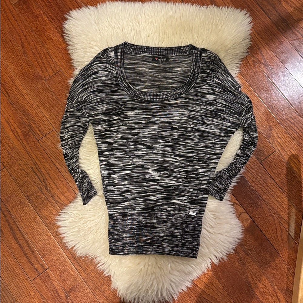 Guess XS Black and Gray Long Sleeve knit Top